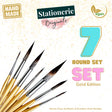 Retail Maharaj Handmade Synthetic Round Brush Set of 7 Gold - Retail Maharaj