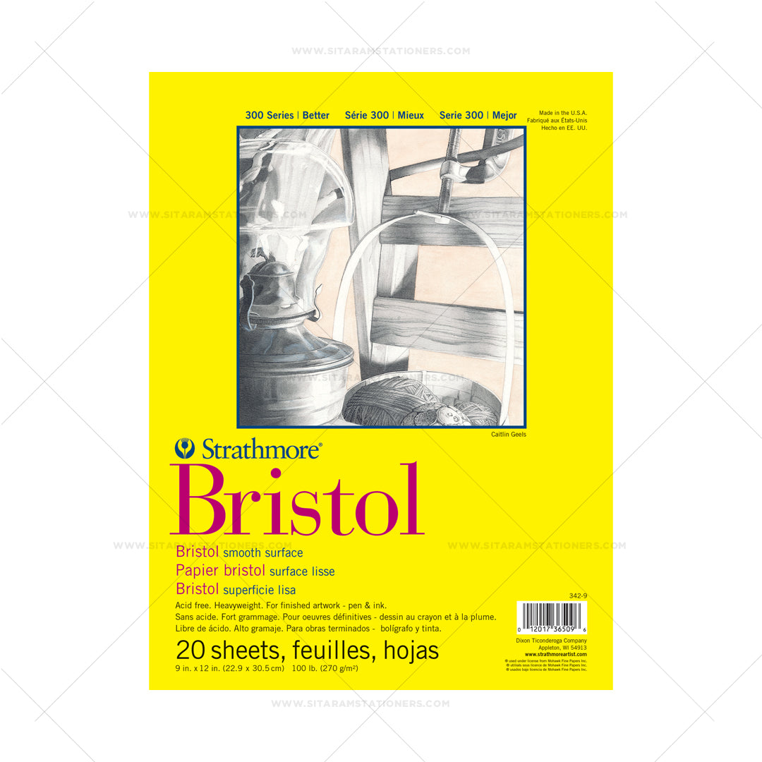 Strathmore 300 Series Bristol Paper Pad 100 lb (270 GSM) | Smooth & Vellum Surface | Open Stock - Retail Maharaj