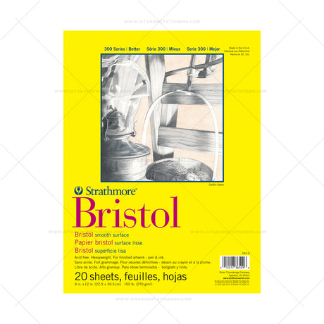 Strathmore 300 Series Bristol Paper Pad 100 lb (270 GSM) | Smooth & Vellum Surface | Open Stock - Retail Maharaj