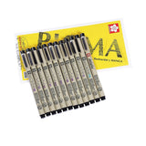 Sakura Pigma Micron Set of 12 Fineliners Assorted Nibs Black - Retail Maharaj