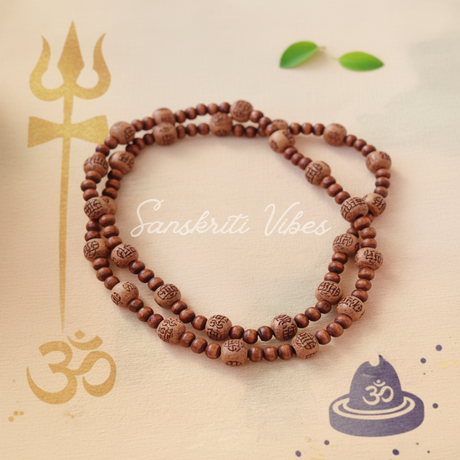 Two Round Om Namah Shivaya Tulsi Kanthi Mala – Sacred Mala for Devotion and Spiritual Practices - Retail Maharaj