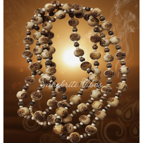 Om Namah Shivaya Tulsi Beads Kanthi Mala – Three Round for Spiritual Devotion - Retail Maharaj