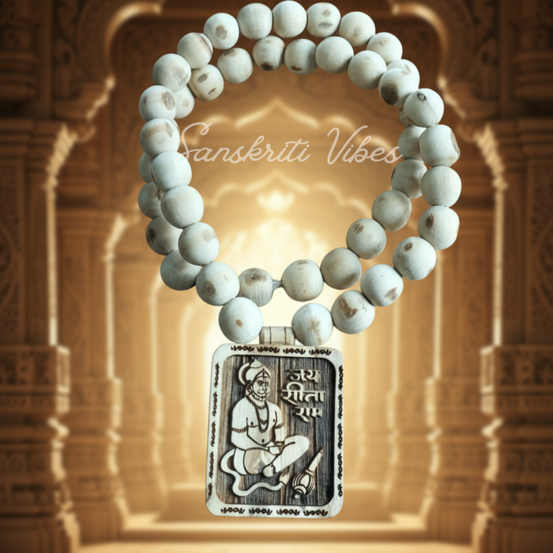 Jai Sita Ram Hanuman Ji Tulsi Locket Mala – Handcrafted Spiritual Kanthi Mala for Bhakti, Protection & Meditation - Retail Maharaj