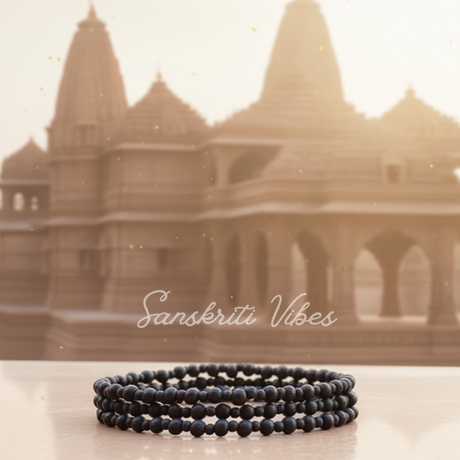 Three Round Tulsi Beads Natural Black Tulsi Kanthi Mala - Sacred Neckwear for Devotional Practices - Retail Maharaj