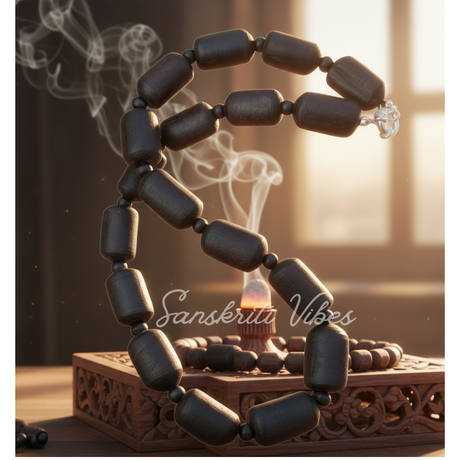 Black Shyama Tulsi Kanthi Mala – Handcrafted Spiritual Necklace for Devotion and Protection - Retail Maharaj