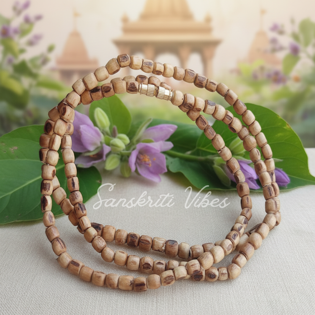 Three Round Pure Tulsi Kanthi Mala – Sacred Mala for Spiritual Practices - Retail Maharaj