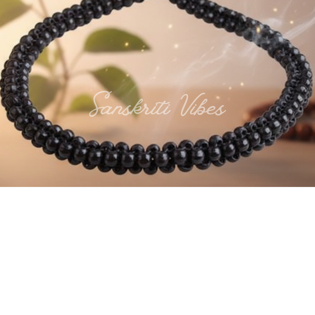 Chain Pattern Black Tulsi Beads One Round Kanthi Mala – Classic Elegant Design for Spiritual Devotion - Retail Maharaj