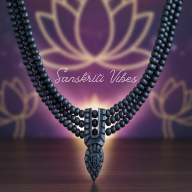 Shyama Black Tulsi Kanthi 3 Strands With Tilak Locket Mala - Sacred Neckwear for Spiritual Practice and Devotion - Retail Maharaj