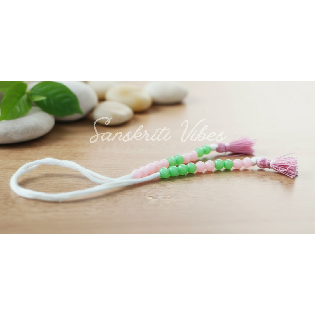 Japa Counting Beads – Pink & Green Round Beads for Mala, Meditation, and Prayer - Retail Maharaj