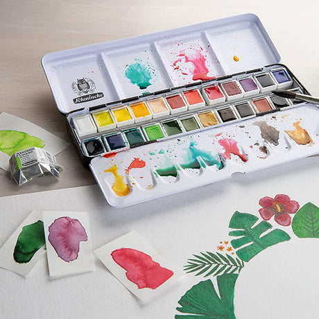 Schmincke Akademie Aquarell Watercolour Pan Sets for Beginners and Students - Retail Maharaj