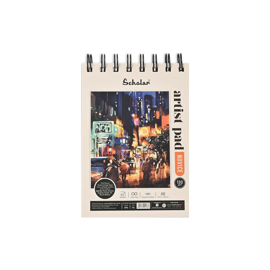 Scholar Novice Wire Bound Artist Sketch Pad 130 GSM Natural Shade Paper - Retail Maharaj