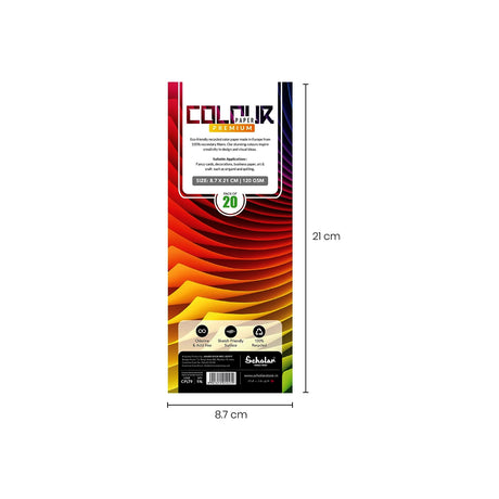 Scholar Colour Paper Sheets 120 GSM Bookmark Craft Paper Pack - Retail Maharaj