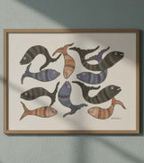 Authentic Gond Painting – School of Fish Motif Handmade Tribal Art (11 × 15 Inch)