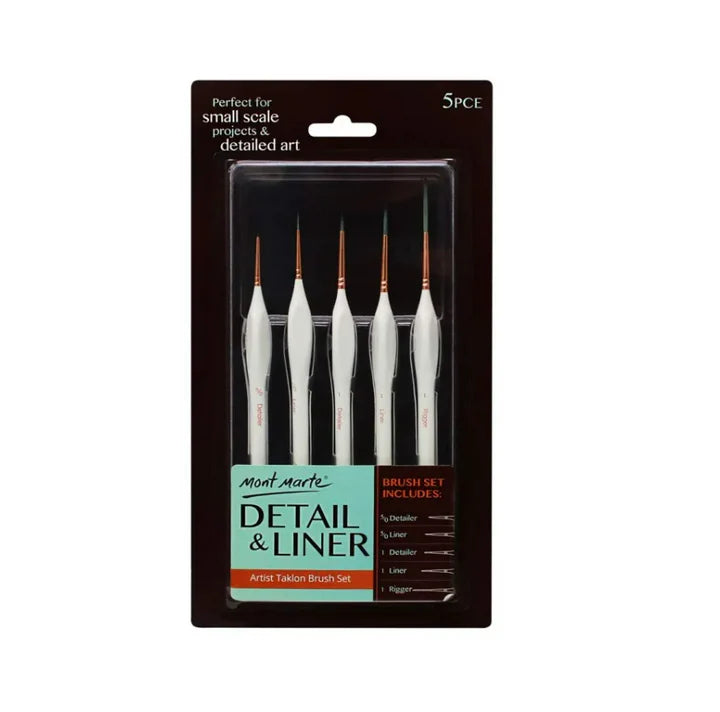 Retail Maharaj Detail & Liner Taklon Brush Set of 5 White - Retail Maharaj