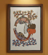 Authentic Gond Painting – Mythical Serpent/Dragon Creature Folk Art (11 × 15 Inch)