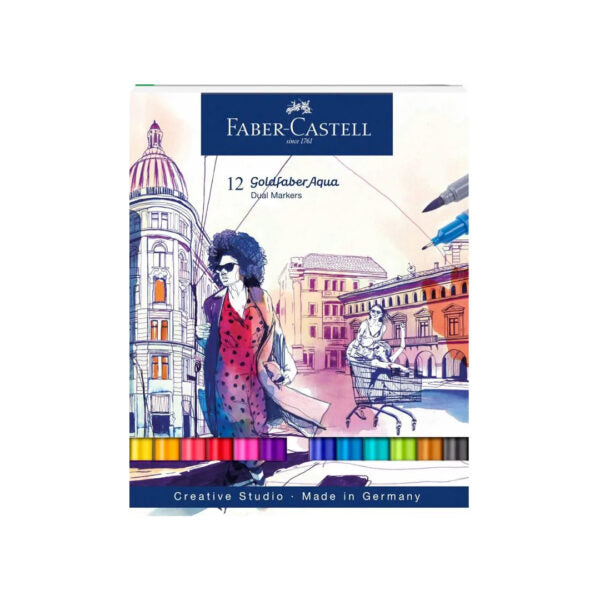Faber Castell Goldfaber Aqua Dual Tip Watercolour Marker Set Brush and Fineliner - Retail Maharaj