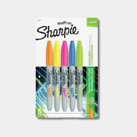 Sharpie Fine Marker Set of 5 Neon for Bright and Precise Marking - Retail Maharaj