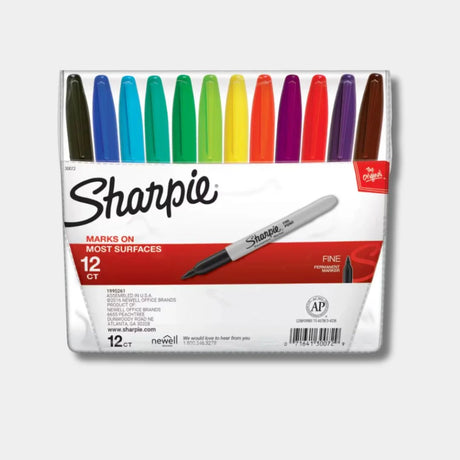 Sharpie Fine Set of 12 Assorted Pouch for Precise Marking and Creative Projects - Retail Maharaj