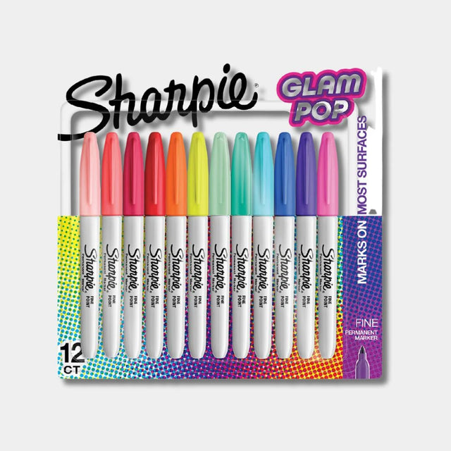 Sharpie Glam Pop Permanent Markers Set of 12 for Vibrant and Bold Designs - Retail Maharaj