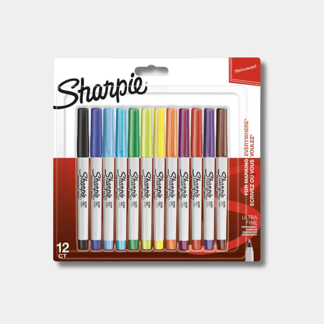 Sharpie Ultra Fine Marker Set of 12 Assorted for Precise Detailing and Marking - Retail Maharaj