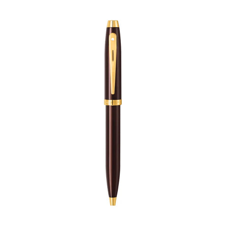 Sheaffer 100 Coffee Brown Ballpoint Pen with PVD Gold Tone Trim - Retail Maharaj
