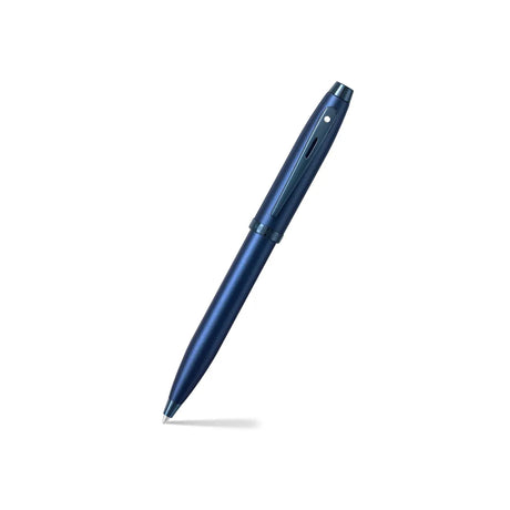 Sheaffer 100 Satin Blue Fountain Pen with PVD Blue Trim Medium Nib - Retail Maharaj