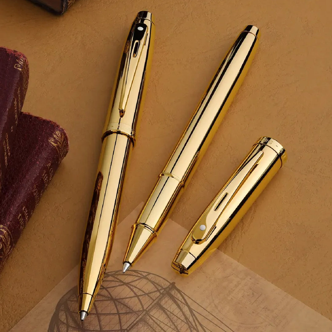 Sheaffer 100 Gold Finish Writing Pen with PVD Gold Trim - Retail Maharaj