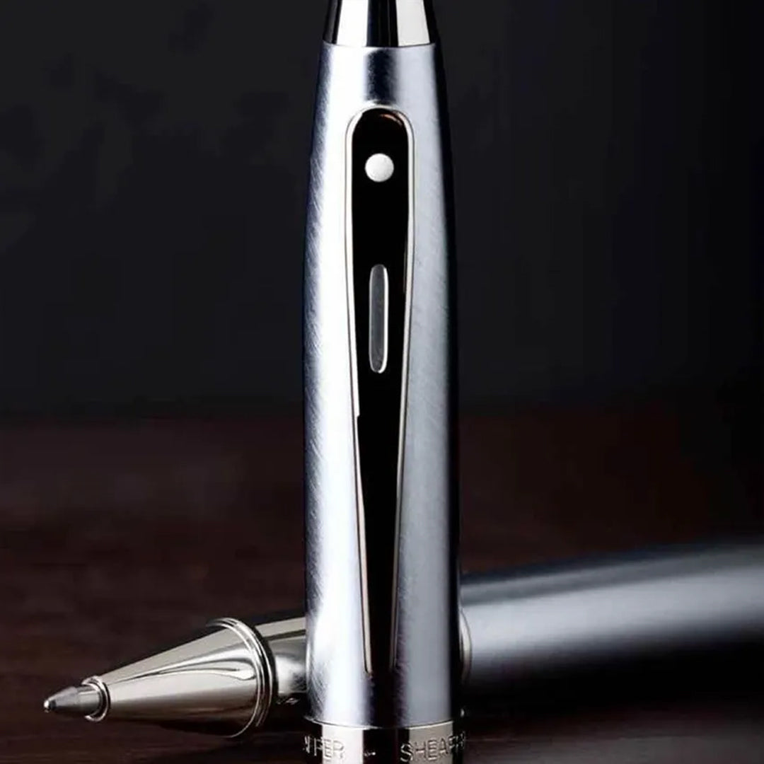 Sheaffer 100 Rollerball Pen Black and Brushed Chrome Gift Edition - Retail Maharaj