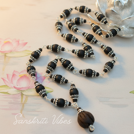 Lotus Beads Silver Tulsi Kanthi Mala – 20-Inch Handcrafted Spiritual Necklace, 8 mm Beads, 92.5% Pure Silver - Retail Maharaj
