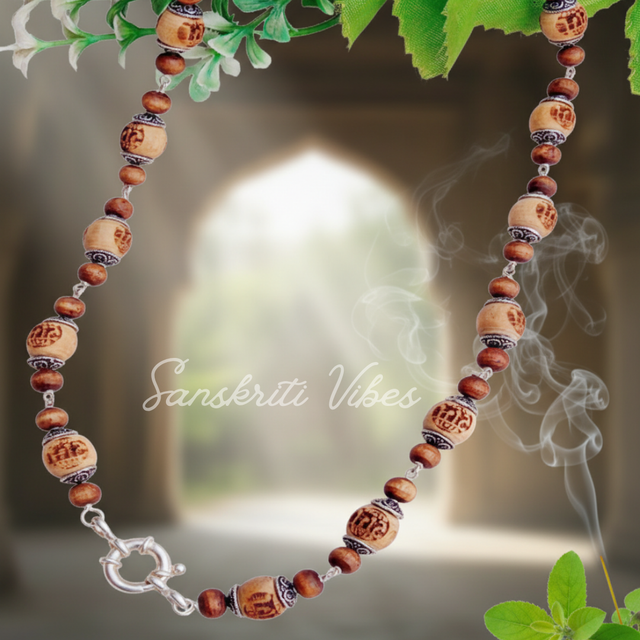 Ram Ram Naam Silver Sterling Tulsi Kanthi Mala Spiritual Necklace for Devotion and Protection - Retail Maharaj