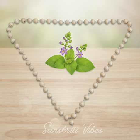 54 Beads Silver Shyama Tulsi Mala – For Neck Wear and Jap Meditation - Retail Maharaj