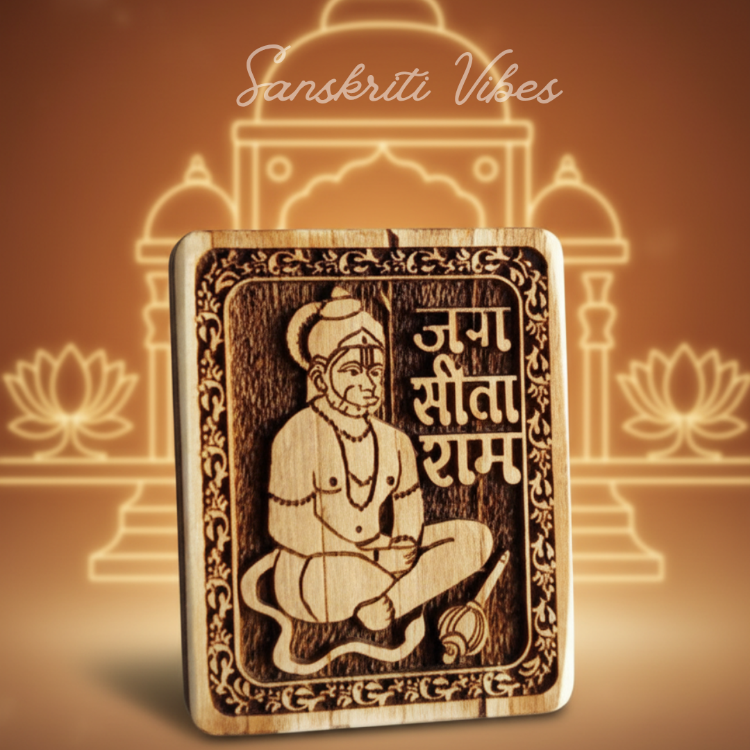 Original Tulsi Shri Hanumaan Baba Naam Sewa – Handcrafted Tulsi Wood Idol for Home Temple - Retail Maharaj