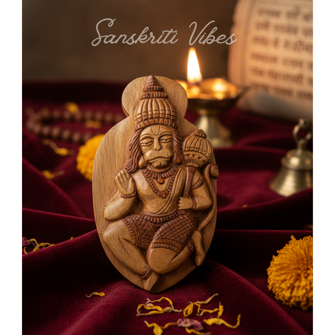 Pure Tulsi Shri Hanumaan Baba Naam Sewa – Handcrafted Rama Tulsi Wood Idol for Home Temple - Retail Maharaj