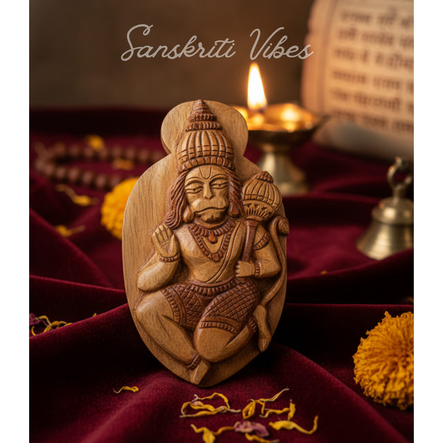 Pure Tulsi Shri Hanumaan Baba Naam Sewa – Handcrafted Rama Tulsi Wood Idol for Home Temple - Retail Maharaj