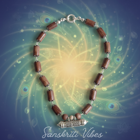 Silver Hare Krishna Maha Mantra Kavach Pendant Tulsi Mala – 20 Inch 92.5% Pure Silver Cylindrical Beads Spiritual Jewelry - Retail Maharaj