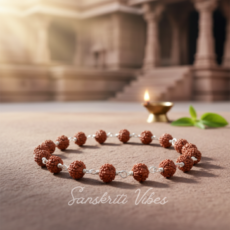 Pure Silver Rudraksha Bracelet for Unisex Adult Adjustable Spiritual Healing Wrist Band - Retail Maharaj