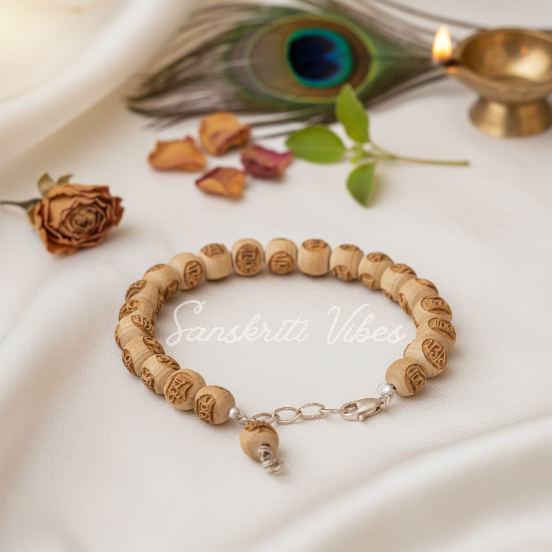 Original Tulsi Radha Krishna Beads Bracelet with Silver Stelling – Spiritual Jewelry - Retail Maharaj