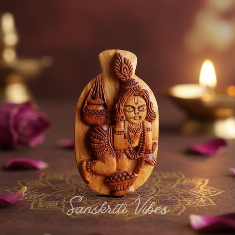 Pure Tulsi Bal Gopal Krishna Naam Sewa Idol – Handcrafted Rama Tulsi Wood Statue for Home Temple - Retail Maharaj