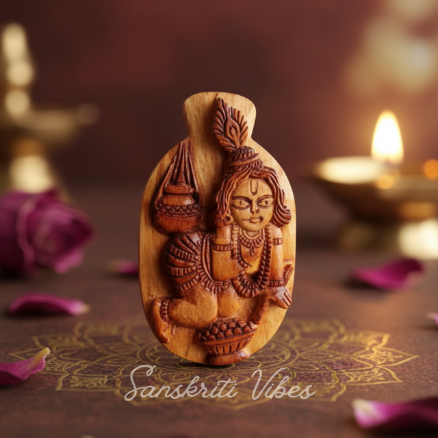 Pure Tulsi Bal Gopal Krishna Naam Sewa Idol – Handcrafted Rama Tulsi Wood Statue for Home Temple - Retail Maharaj