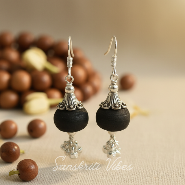 Sterling Silver Beautifully Designed Tulsi Earrings – Elegant Spiritual Jewelry - Retail Maharaj