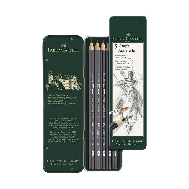 Faber Castell Graphite Aquarelle Pencil Set of 5 Water-Soluble Pencils - Retail Maharaj