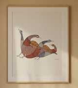 Authentic Gond Painting – Group of Stylized Birds Folk Art (11 × 15 Inch)