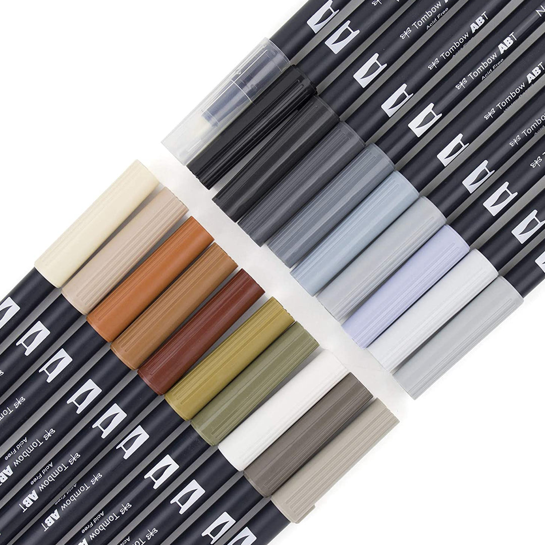 Tombow Dual Brush Pen Set of 20 Colours – Neutral Palette - Retail Maharaj