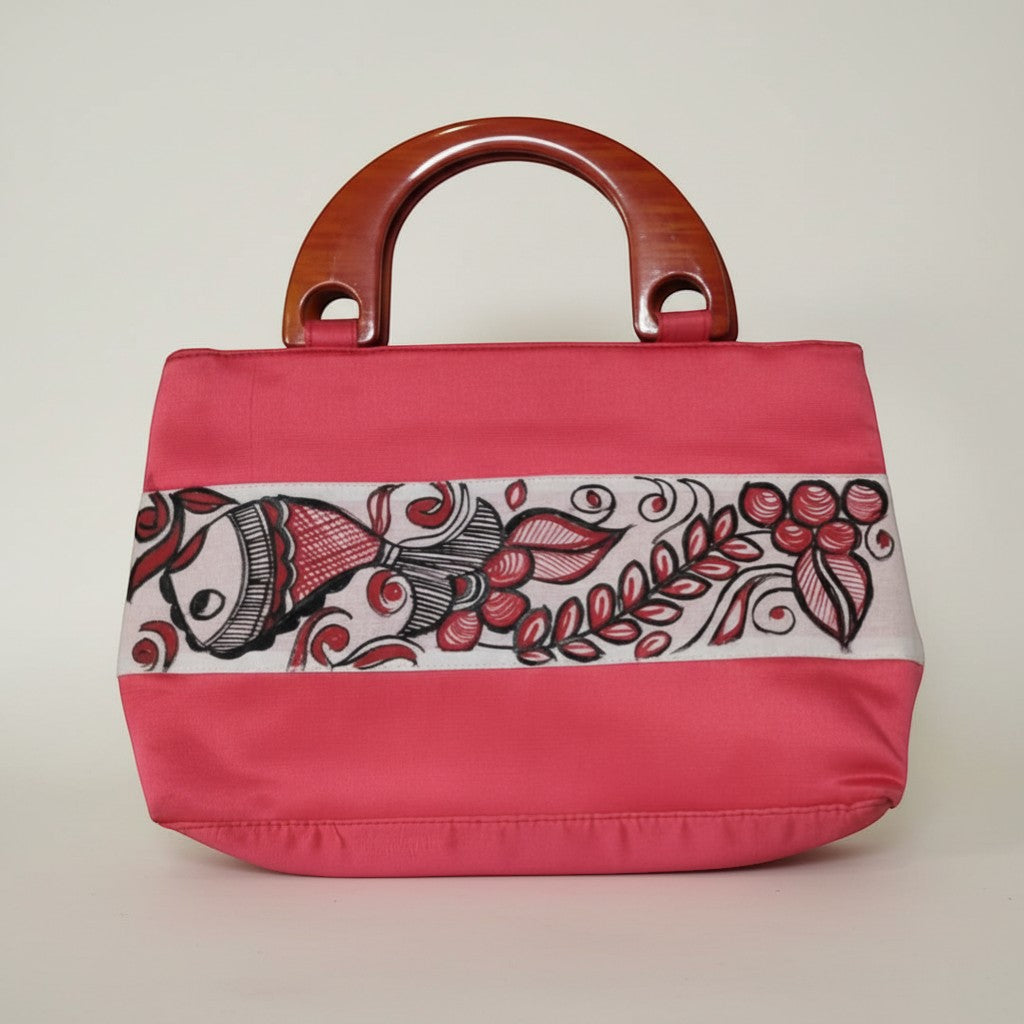 Handmade Jute Handle Bag with Madhubani Art | Eco-friendly Mithila Painting Ethnic Handbag - Retail Maharaj