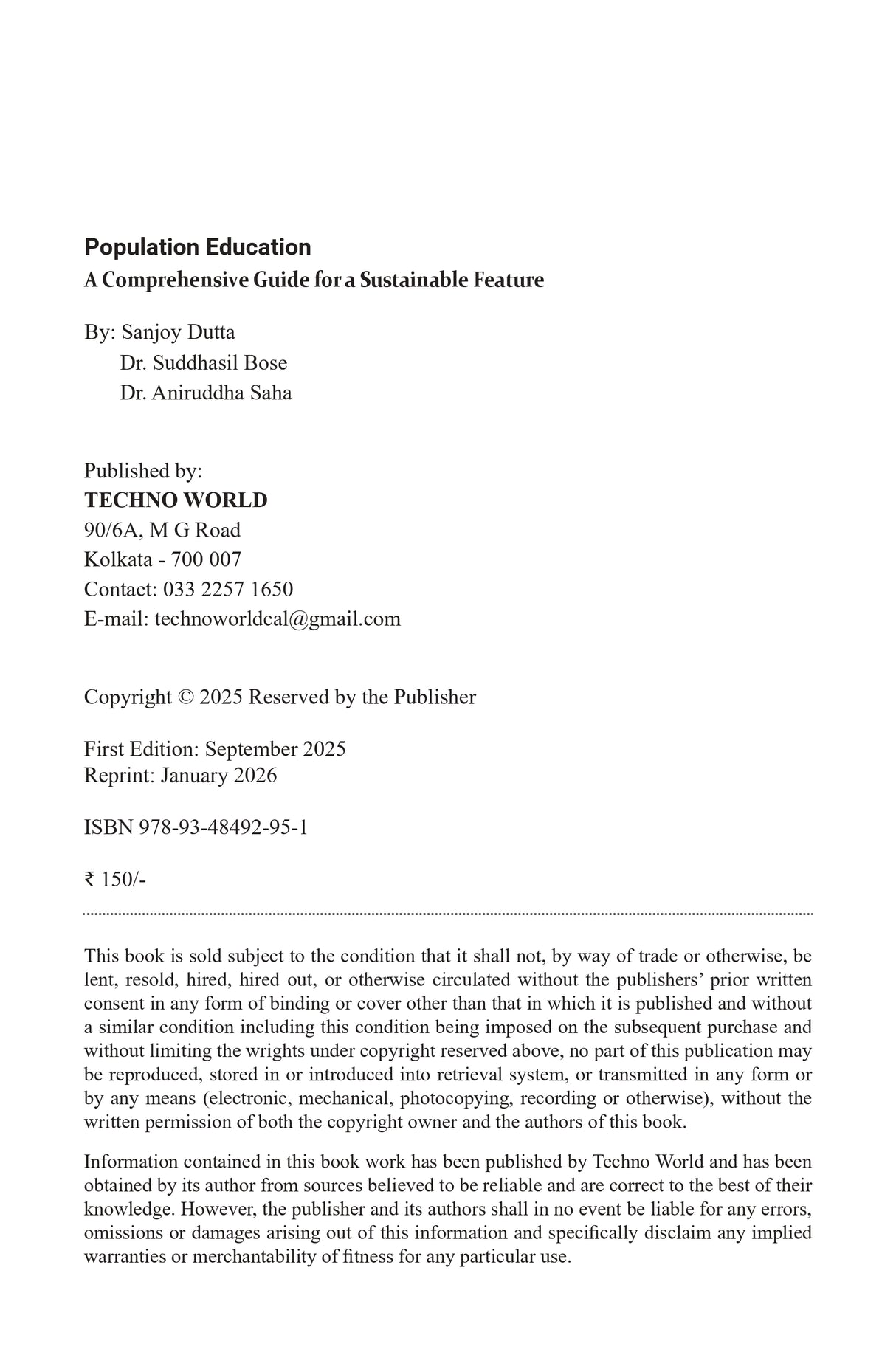 Population Education [A Comprehensive Guide for a Sustainable Feature] (English version) - Retail Maharaj