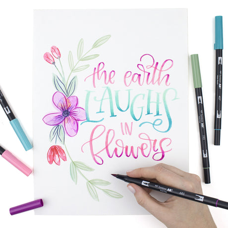 Tombow Dual Brush Pen Set – Floral Palette (20 Colours with Blender) - Retail Maharaj
