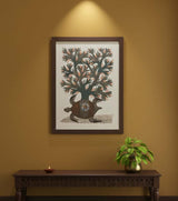 Authentic Gond Painting – Tortoise & Tree of Life Art Handmade Tribal Folk Art (11 × 15 Inch)
