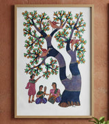 Authentic Gond Painting – Tribal Tree of Life Handmade Folk Art (36 × 24 Inch)
