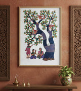 Authentic Gond Painting – Tribal Tree of Life Handmade Folk Art (36 × 24 Inch)