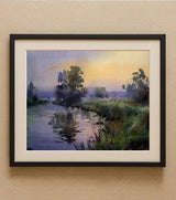 Premium Fine Art Landscape – "Twilight Reflections" A3 Watercolour
